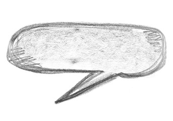 Doodle speech bubble hatching grunge graphite pencil background and texture isolated on white background, design element
