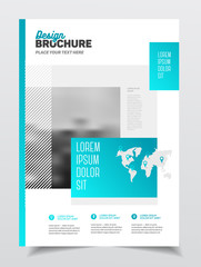 Business Brochure design. Annual report vector illustration template. Flyer corporate cover. Business presentation with photo and geometric graphic elements.