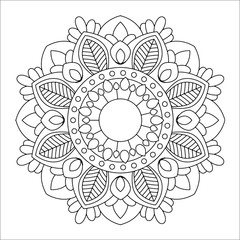 Flower mandala vector illustration. Oriental pattern, vintage decorative elements. Islam, Arabic, Indian, moroccan, turkish ottoman motifs. Coloring page