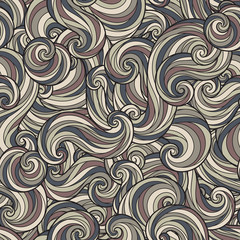 Seamless abstract hand-drawn waves pattern