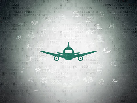 Tourism concept: Aircraft on Digital Data Paper background