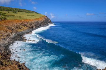 Cliffs on Rano Kau volcano in Easter Island
