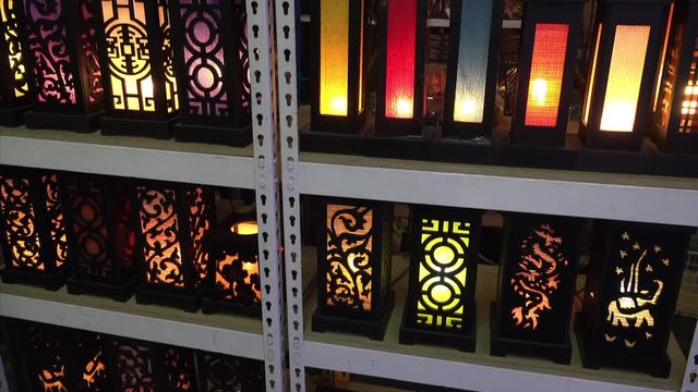 Colorful decorative lanterns for sale at the Chatuchak Weekend Market in Bangkok, Thailand