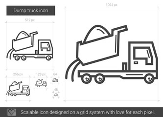 Dump truck line icon.