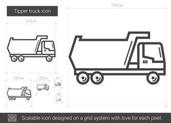 Tipper truck line icon.