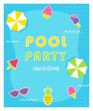 Summer Pool Party Poster or Invitation Card.