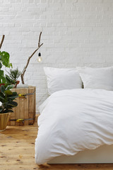 creative urban interior design bedroom white linen