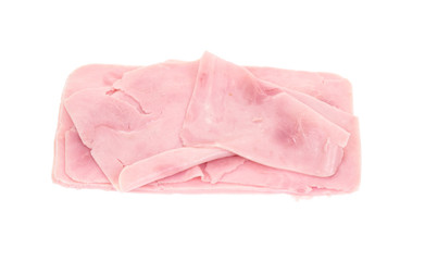 Sliced ham isolated on white background. 