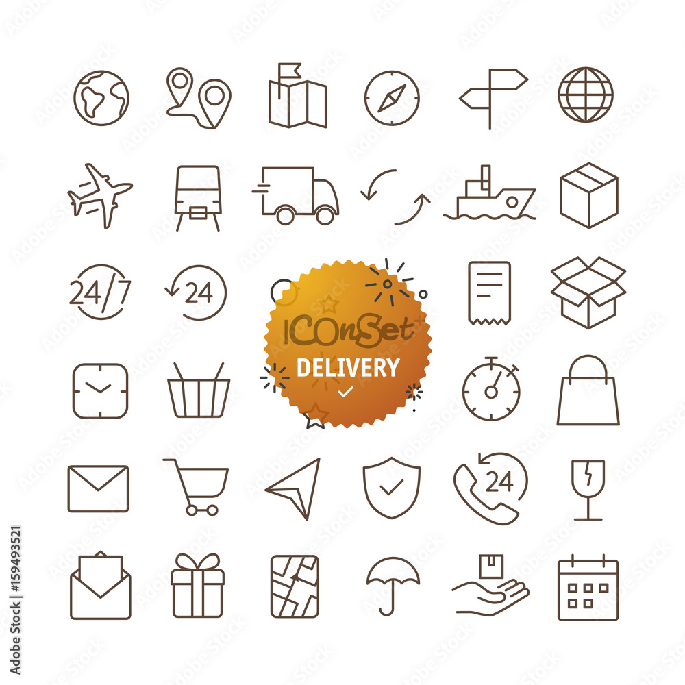 Poster Outline icon set. Web and mobile app thin line icons collection. Delivery