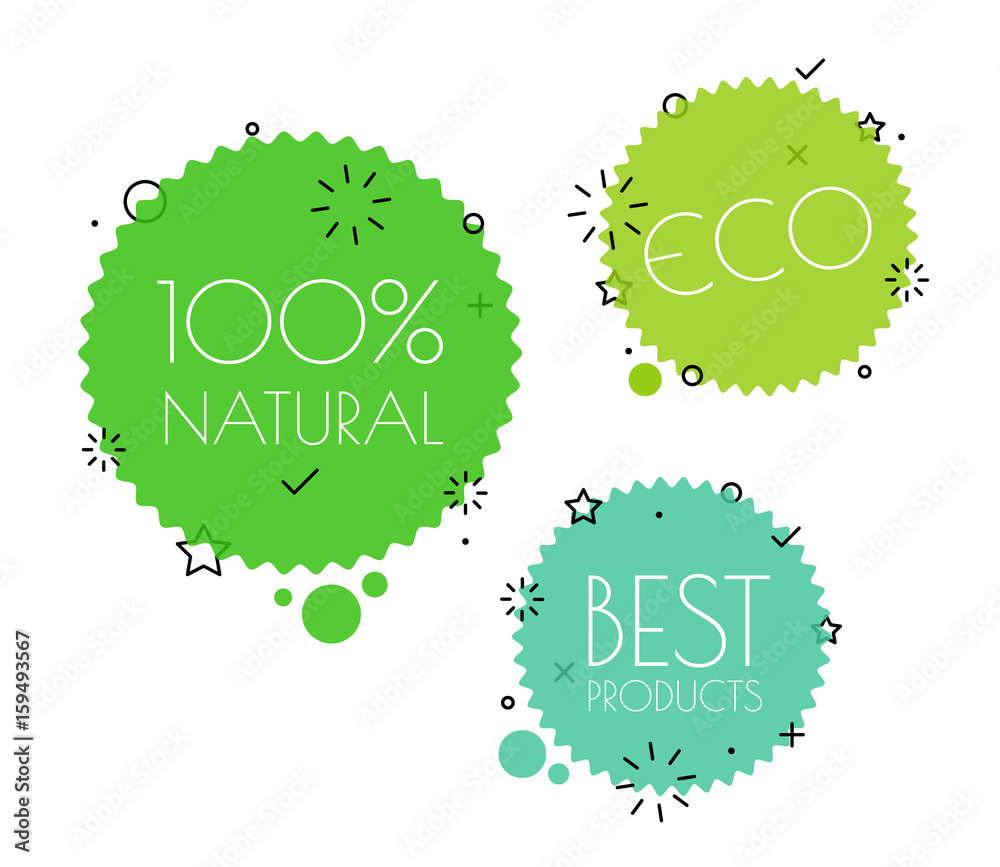 Poster different eco tags vector set. banners collection isolated on white