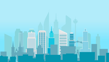 Fototapeta premium Ilustracja wektorowa sylwetka nowoczesny gród. Biura zajmują się budową domów i drapaczy chmur