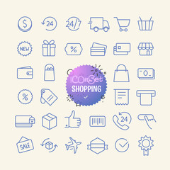 Outline icon set. Web and mobile app thin line icons. Shopping