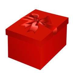 red gift box on white background
