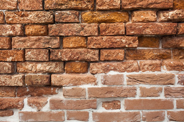 view of an old brick wall texture, selective focus