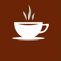 white coffee Cup on a brown background. vector illustration
