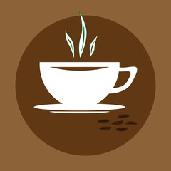 white coffee Cup on a brown background. vector illustration