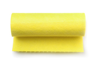 Top view of yellow felt fabric roll
