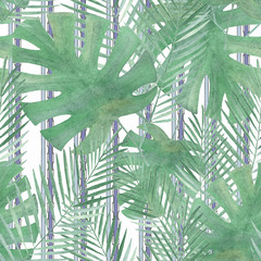 Colorful tropical watercolor illustration. 