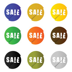 sale icon set in circle color illustration
