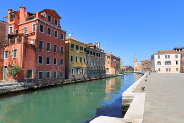 Fototapeta na wymiar VENICE - APRIL 10, 2017: The view on Canal in Venice, on April 10, 2017 in Venice, Italy