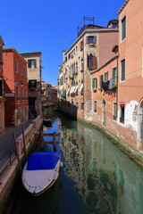 VENICE - APRIL 10, 2017: The view on Canal in Venice, on April 10, 2017 in Venice, Italy