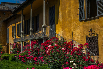 Fototapeta na wymiar A classic style Italian garden in Tirano in Italian Valtellina - 4