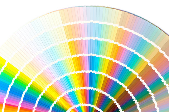 Colour card with samples of paint. Close-up of color fan palette