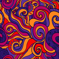 hand-drawn pattern with swirls and waves.