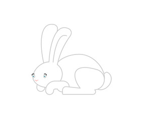 White Rabbit isolated. cute Hare. bunny Animal