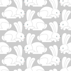 White Rabbit seamless pattern. Hare ornament. bunny background. Animal Texture for childrens cloth