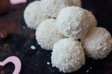 Beautiful white sweets - concept of romantic dessert.