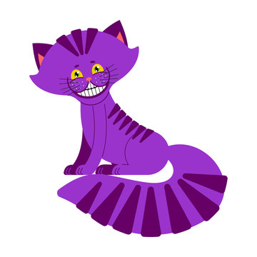 Cheshire cat smile isolated. Fantastic pet alice in wonderland. Magic animal