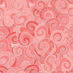 hand-drawn pattern with swirls and waves, vector.