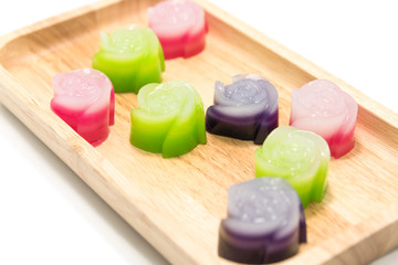 Khanom Chan or Thai sweetmeat is a kind of sweet Thai dessert.