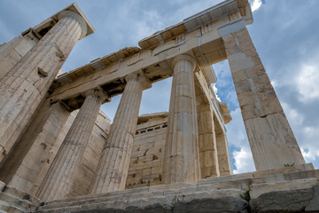 Fototapeta premium Columns in the Parthenon, Athens, Greece; low angle view