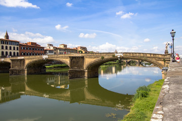 Santa Trinita bridge over river Arno. Florence. Italy