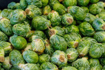 Fototapeta na wymiar Brussels Sprouts at a Farmers Market