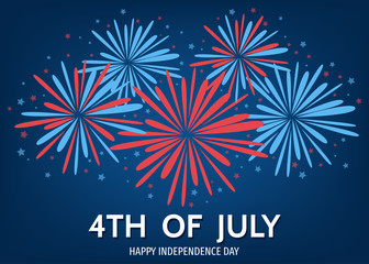 USA  happy   Independence  Day background  with  fireworks.