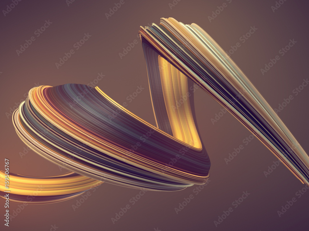 Poster Colored twisted shape. Computer generated abstract geometric 3D render illustration