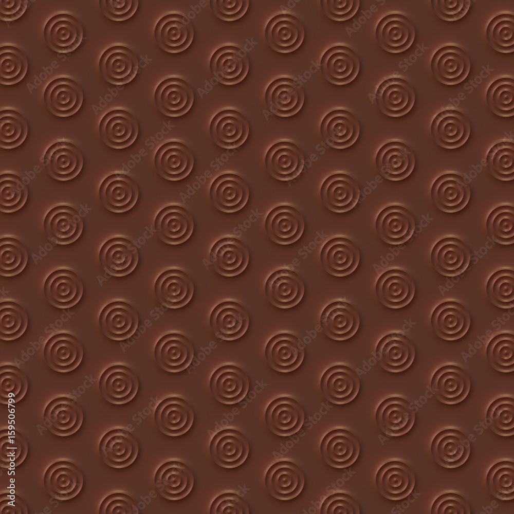 Aufkleber Chocolate circles abstract surface pattern. 3d rendering