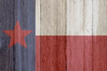 Gordijnen A rustic old Texas flag on weathered wood © Karen Roach