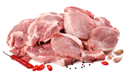 fresh raw meat isolated on white background