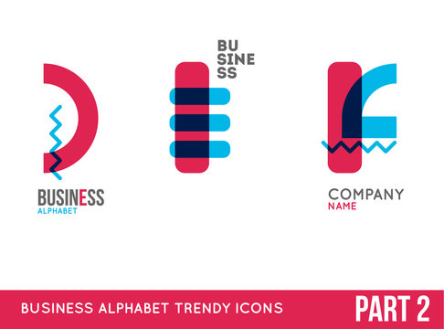 Trendy alphabet icon set