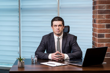 Businessman Working Laptop Connecting Networking Concept,Businessman working with documents on office desk.Business concept.Close up