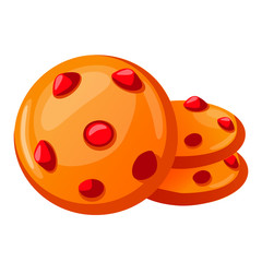 Vector illustration, icon cartoon cookies, biscuits with berries isolated on a white background. Print, sign, template, design element