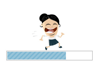 running businesswoman with progress bar