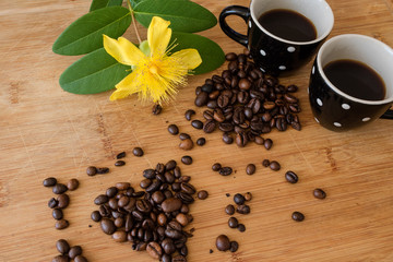 top view of coffee preparation