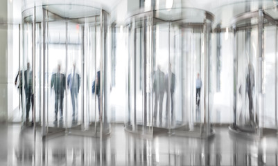 group of people in the lobby business center