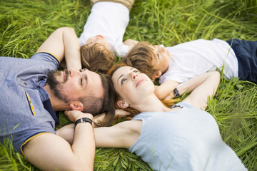 Happy family in the meadow