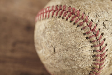 an old, worn, American, baseball